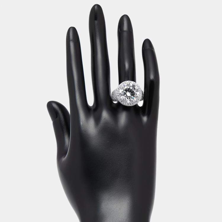 Pre Owned 13 cts Round Lab Grown Diamonds 18k White Gold Ring Size 55