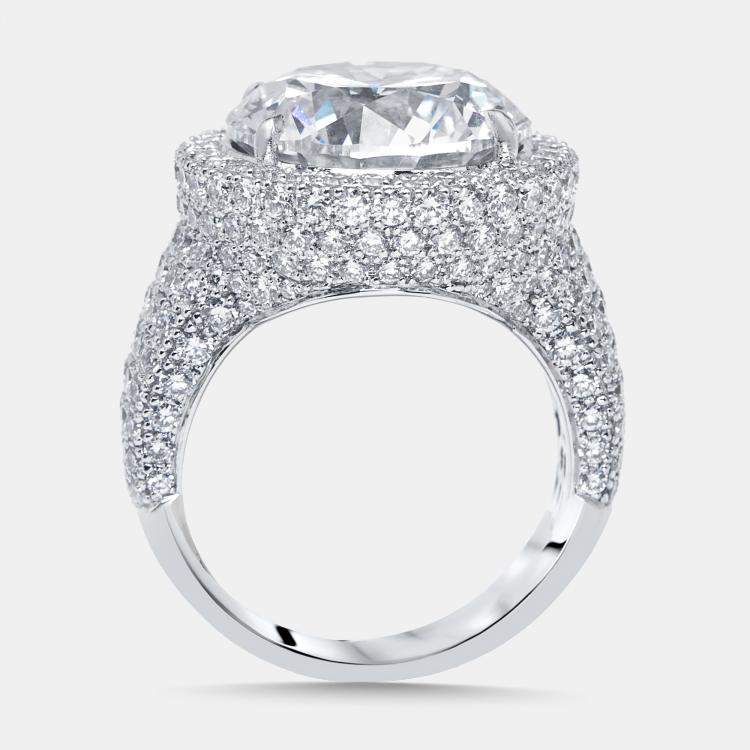 Pre Owned 13 cts Round Lab Grown Diamonds 18k White Gold Ring Size 55