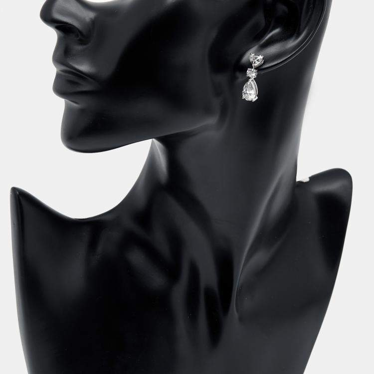 Pre Owned 3.7 cts Pear, Round and Heart Lab Grown Diamond 18k White Gold Earrings