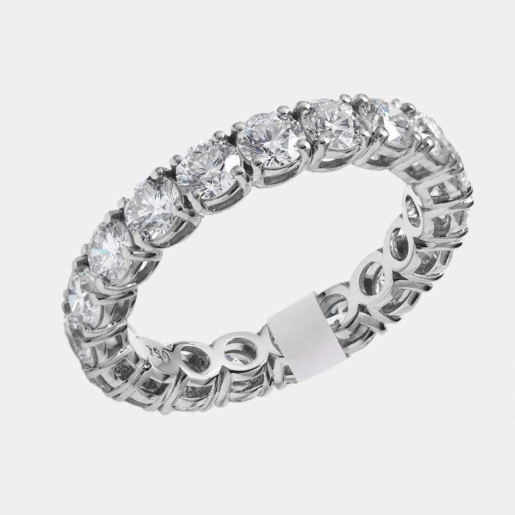 Pre Owned 3.00 cts Round Brilliant Lab Grown Diamonds 18k White Gold Eternity Band Ring Size 52