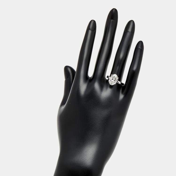 Pre Owned 3 cts Oval Brilliant Lab Grown Diamond 18k White Gold Ring Size 56