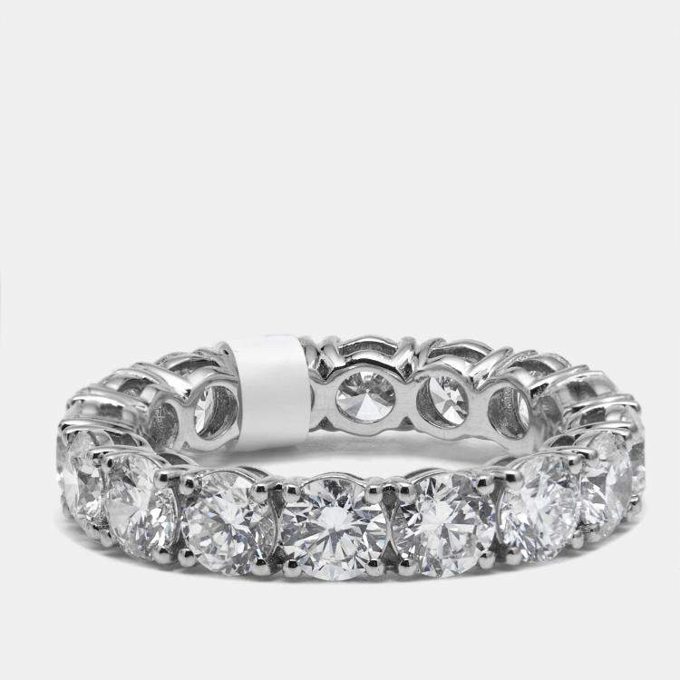 Pre Owned 4.4 cts Round Brilliant Lab Grown Diamonds 18k White Gold Eternity Band Ring Size 54