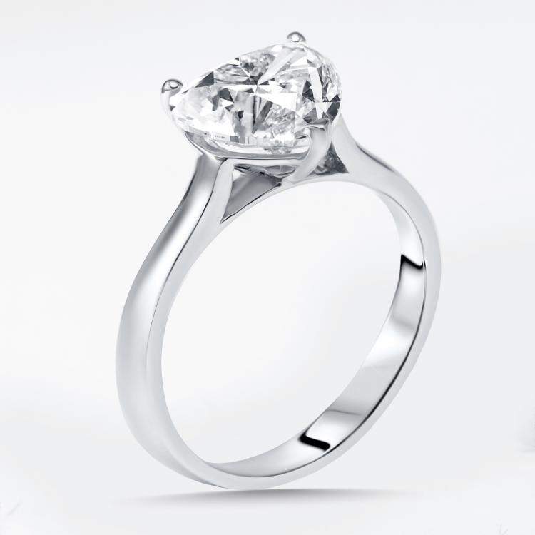 Pre Owned 3 cts Heart Lab Grown Diamonds 18k White Gold Ring Size 52