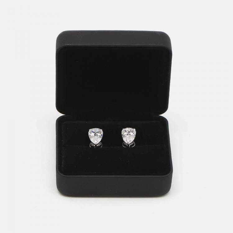Pre Owned 6.00 cts Pear Brilliant Cut 18k White Gold Lab Grown Diamonds Solitaire Stud Earrings