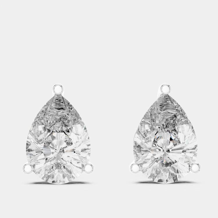 مملوكة مسبقًا 4.00 cts Pear Cut 18k White Gold Lab Grown Diamond Stud Earrings