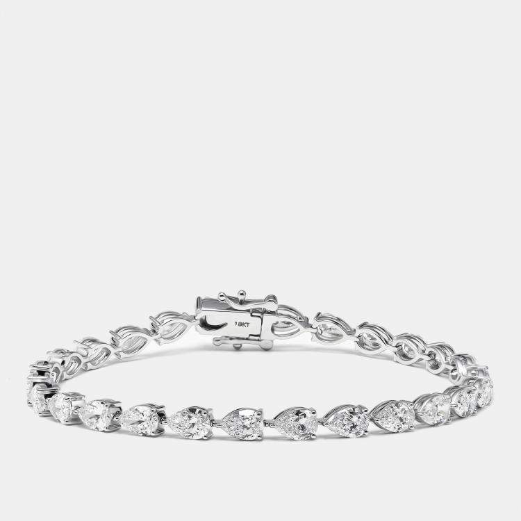 Pre Owned 8.8 cts Pear Brilliant Lab Grown Diamonds 18k White Gold Bracelet