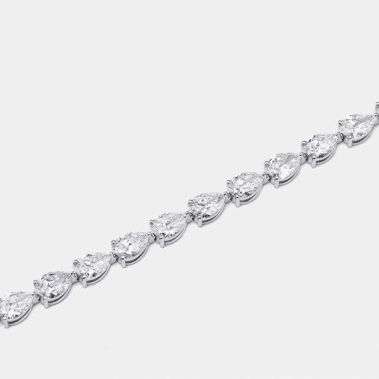 Pre Owned 8.8 cts Pear Brilliant Lab Grown Diamonds 18k White Gold Bracelet