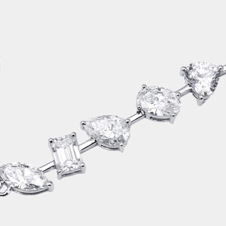 مملوكة مسبقًا 4.4 cts Oval, Pear, Marquise, Emerald Cut, Heart Lab Grown Diamonds 18k White Gold Bracelet