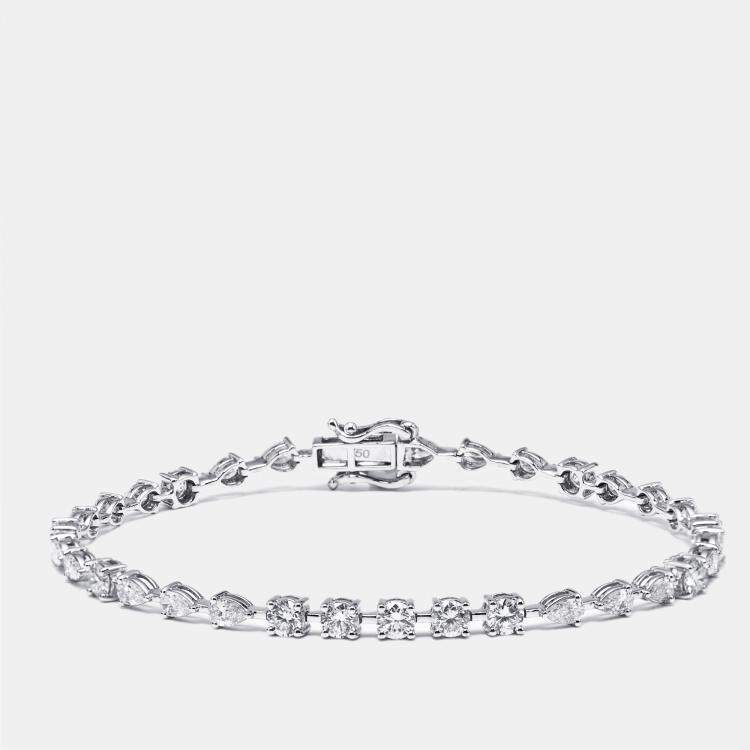 مملوكة مسبقًا 3.9 cts Pear, Round Lab Grown Diamonds 18k White Gold Bracelet