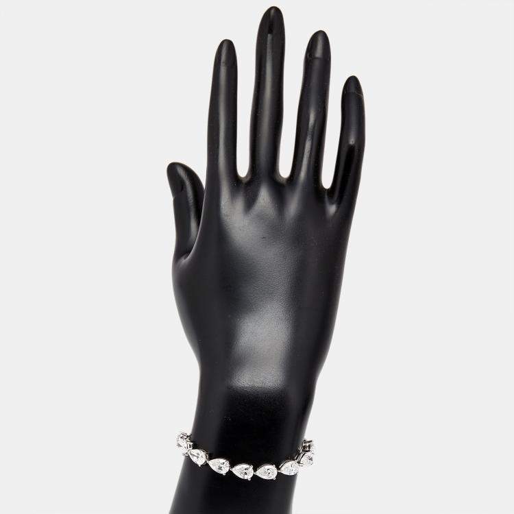 Pre Owned 18 cts Pear Brilliant Lab Grown Diamonds 18k White Gold Bracelet