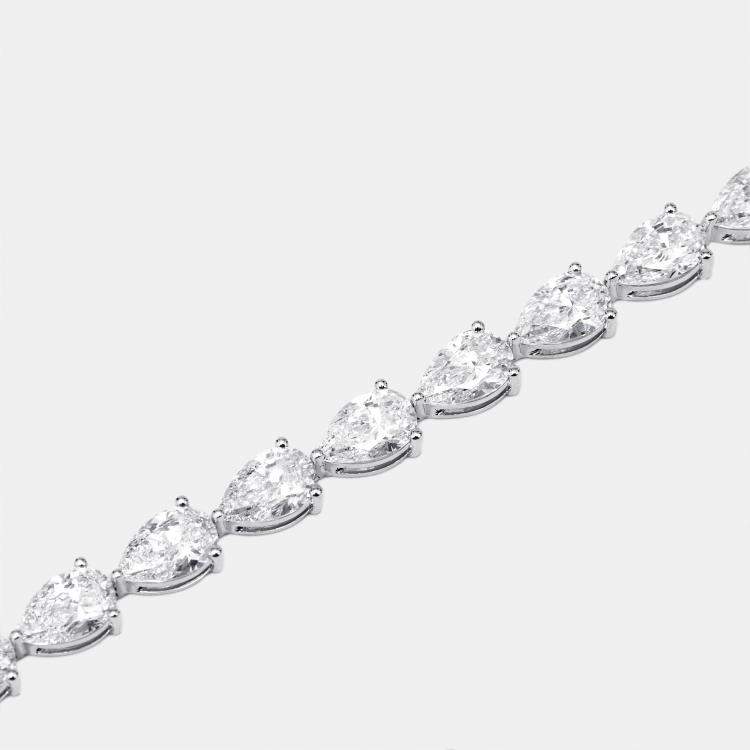 Pre Owned 18 cts Pear Brilliant Lab Grown Diamonds 18k White Gold Bracelet