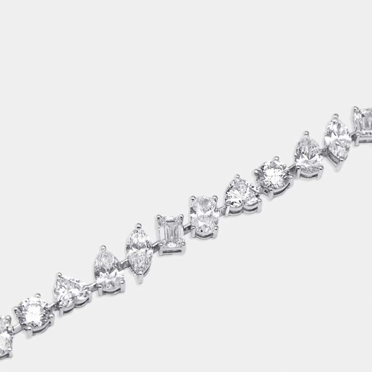 Pre Owned 35.5 cts Oval, Pear, Marquise, Emerald Cut, Heart, Round Lab Grown Diamonds 18k White Gold Necklace