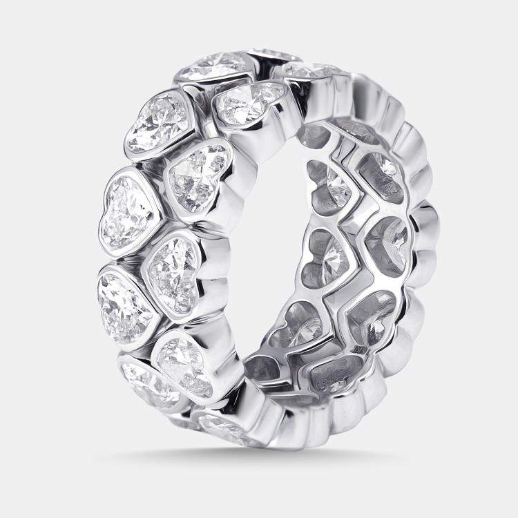 Pre Owned 6 cts Heart Lab Grown Diamonds 18k White Gold Ring Size 51