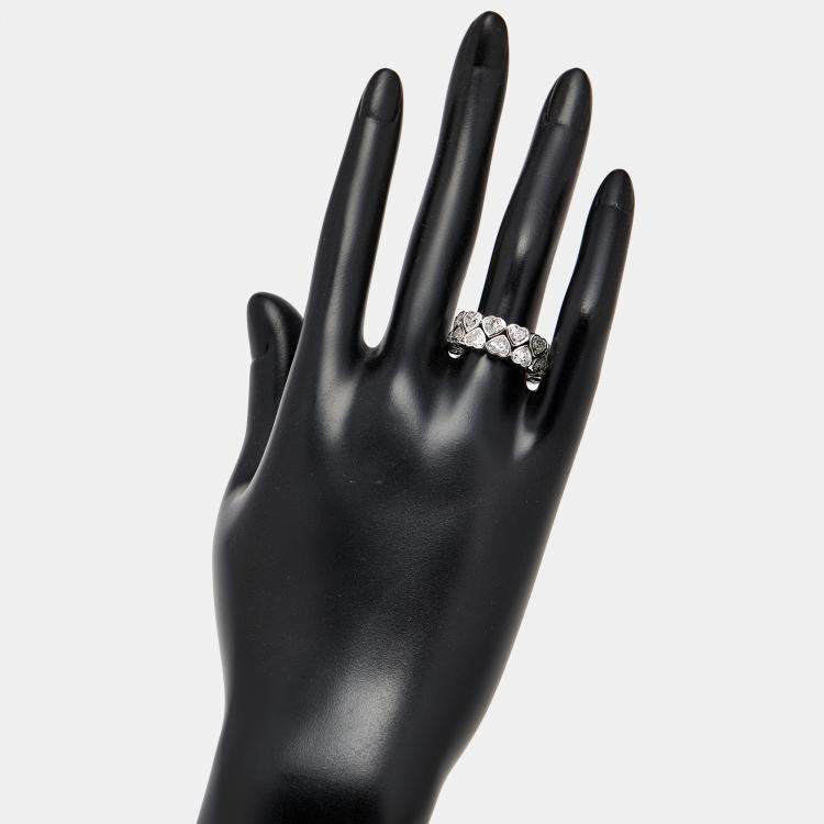 Pre Owned 6 cts Heart Lab Grown Diamonds 18k White Gold Ring Size 51