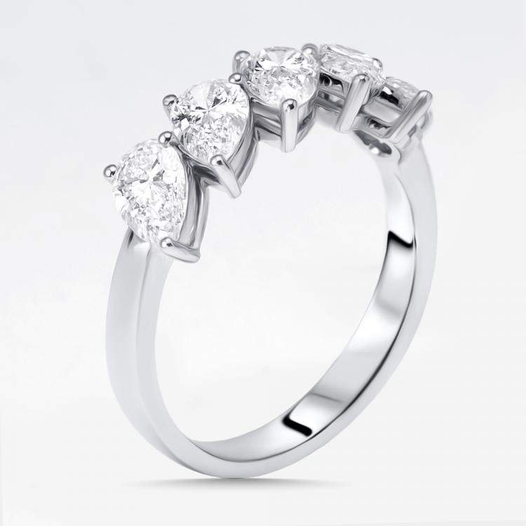 مملوكة مسبقًا 1.7 cts Pear Lab Grown Diamonds 18k White Gold Ring Size 52