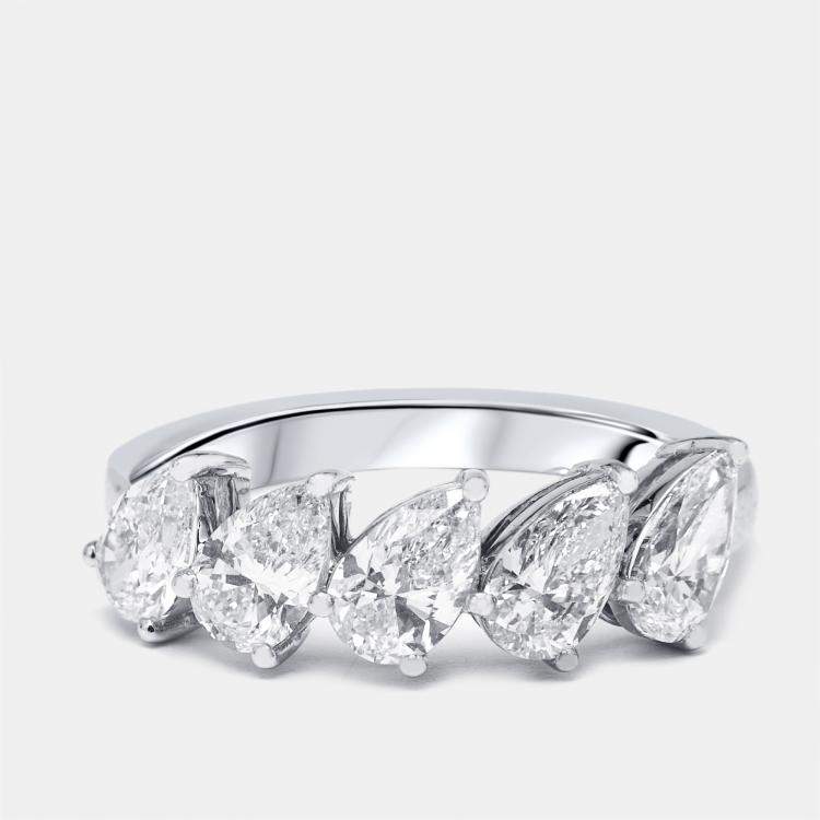مملوكة مسبقًا 1.7 cts Pear Lab Grown Diamonds 18k White Gold Ring Size 52