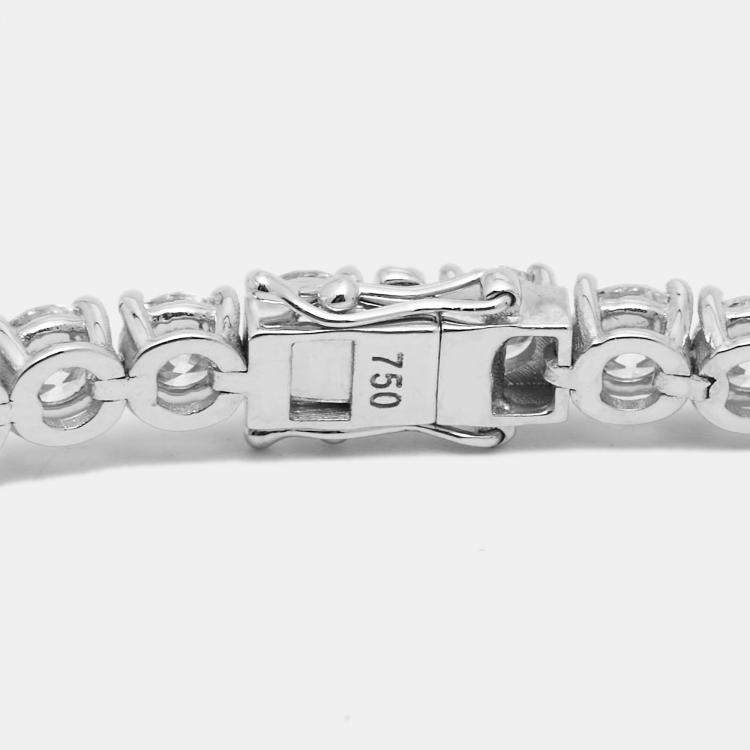 Pre Owned 9.5 cts Round Lab Grown Diamonds 18k White Gold Bracelet