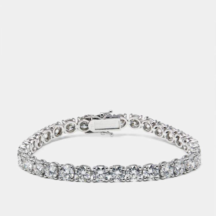 Pre Owned 17.4 cts Round Lab Grown Diamonds 14k White Gold Bracelet