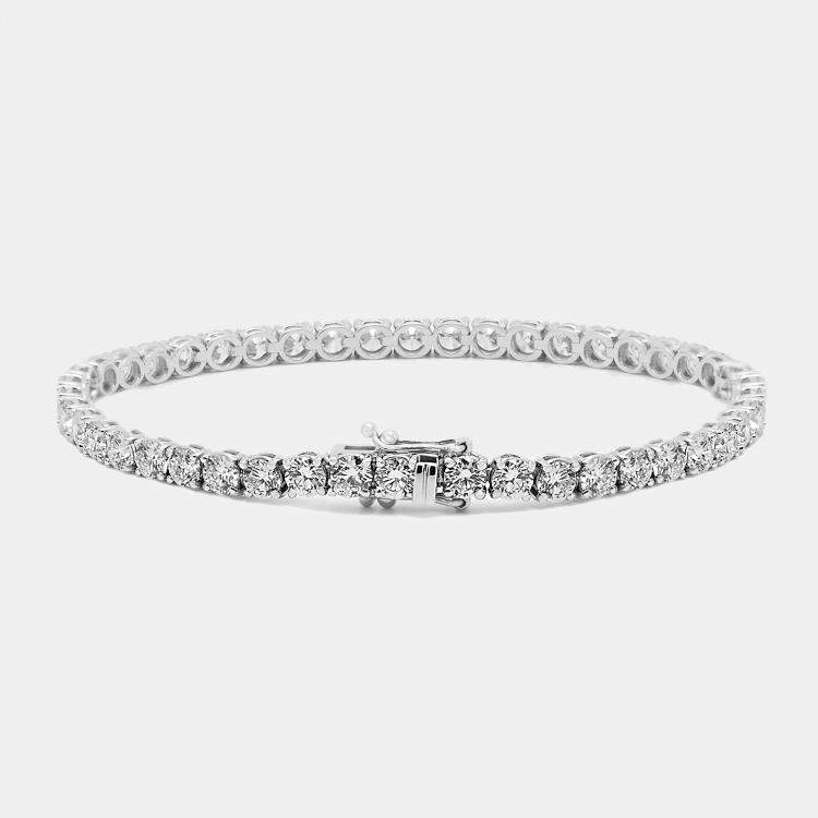 Pre Owned 8 cts Round Lab Grown Diamonds 18k White Gold Bracelet