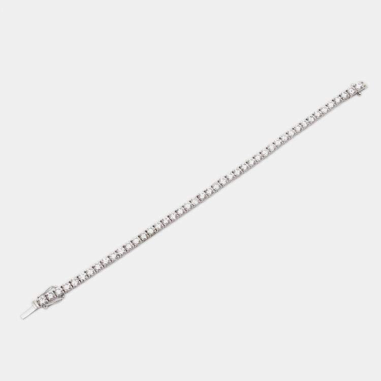 Pre Owned 7.4 cts Round Lab Grown Diamonds 18k White Gold Bracelet