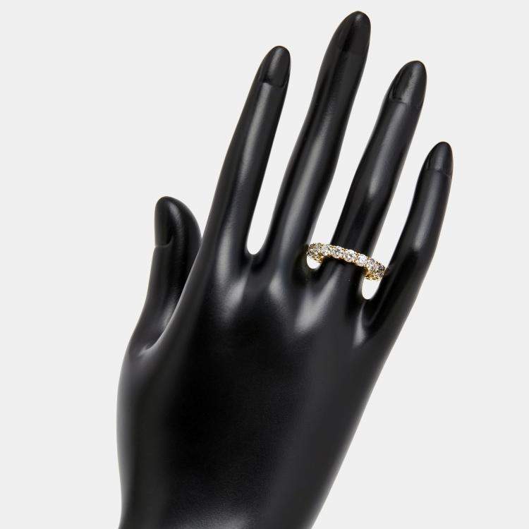 Pre Owned 3 cts Round Lab Grown Diamonds 18k Yellow Gold Ring Size 54