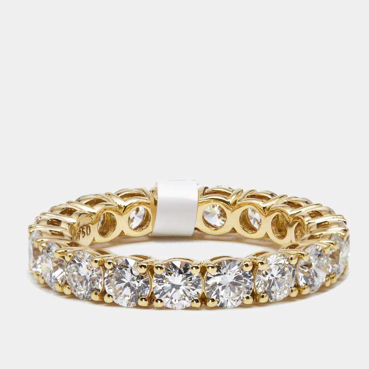 Pre Owned 3 cts Round Lab Grown Diamonds 18k Yellow Gold Ring Size 54