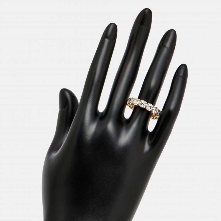 Pre Owned 7.2 cts Round Lab Grown Diamonds 18k Rose Gold Ring Size 54