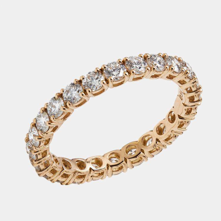 مملوكة مسبقًا 1 ct Round Lab Grown Diamonds 18k Rose Gold Ring Size 54