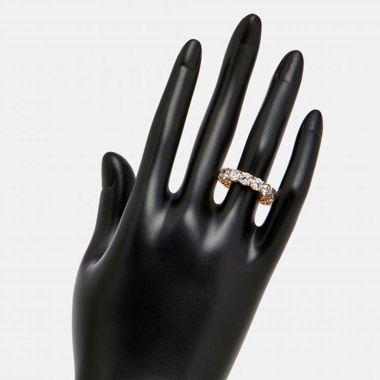 Pre Owned 6.1 cts Round Lab Grown Diamonds 18k Rose Gold Ring Size 54