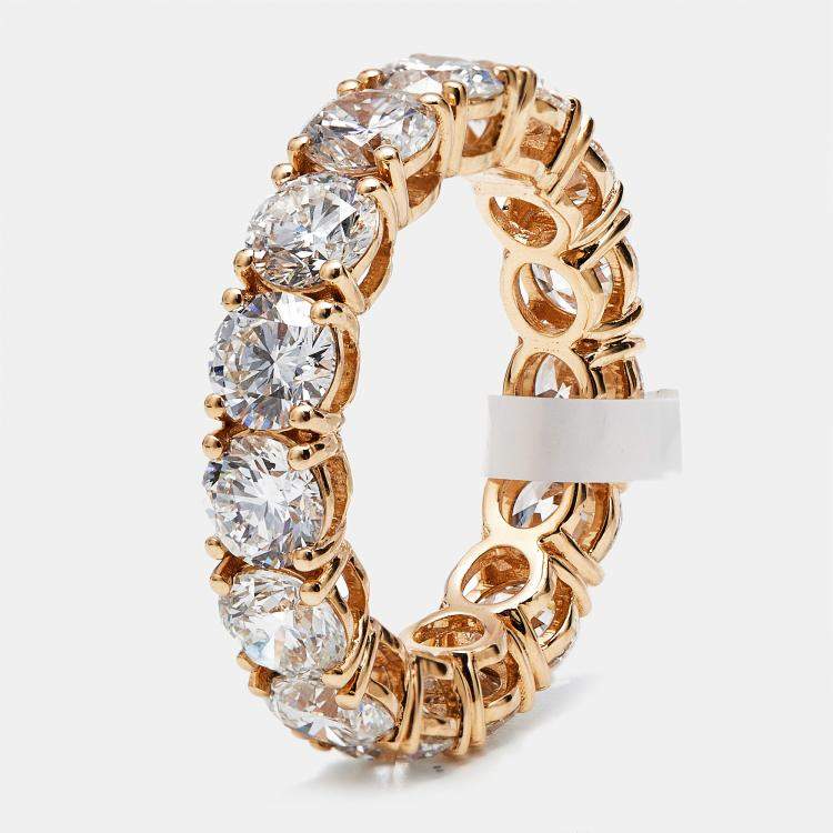 Pre Owned 6.1 cts Round Lab Grown Diamonds 18k Rose Gold Ring Size 54