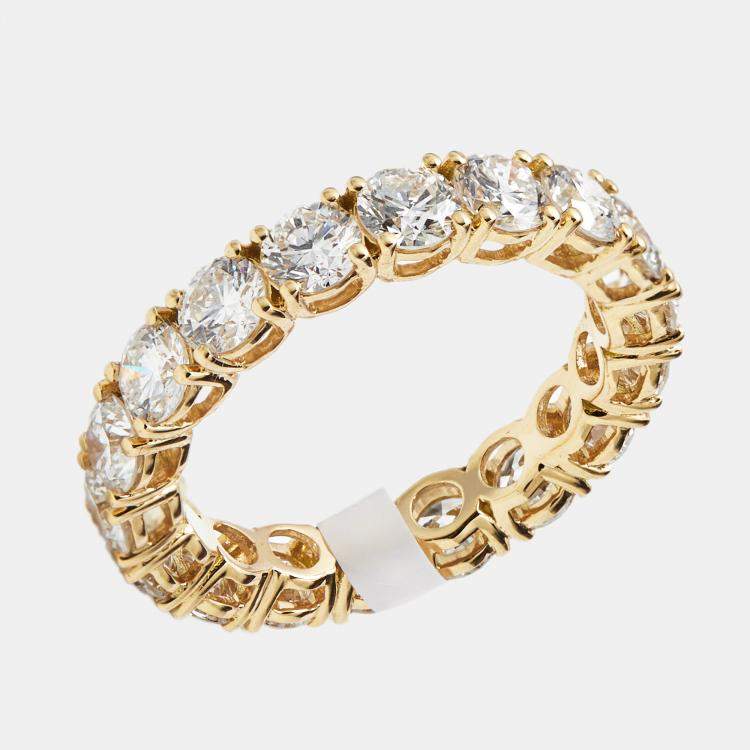 Pre Owned 3.6 cts Round Lab Grown Diamonds 18k Yellow Gold Ring Size 54