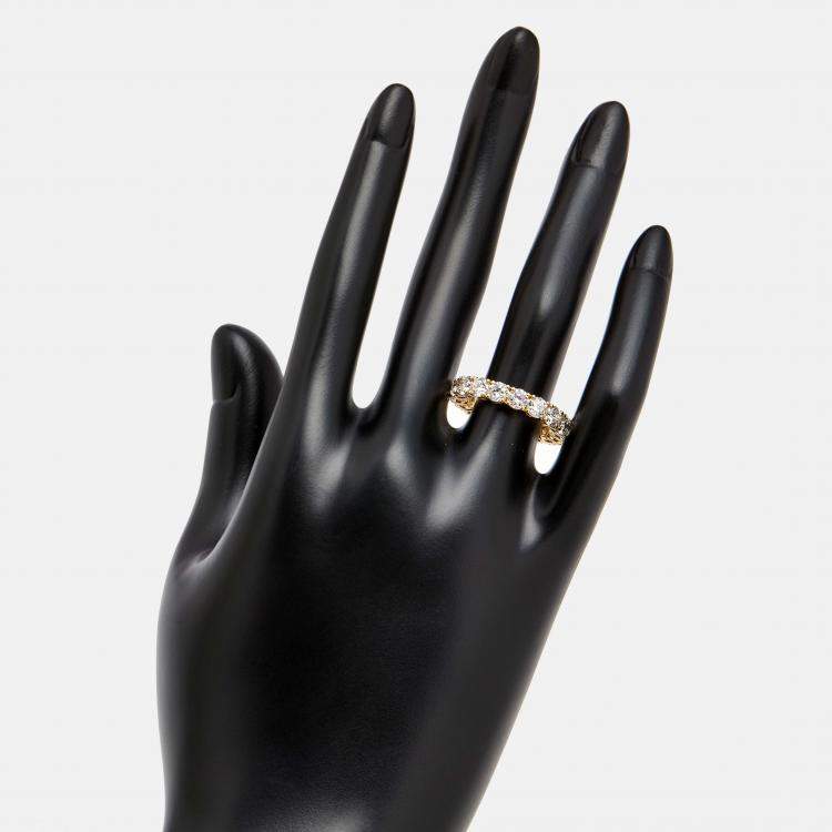 Pre Owned 3.6 cts Round Lab Grown Diamonds 18k Yellow Gold Ring Size 54