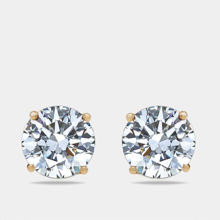 Pre Owned 6 cts Round Lab Grown Diamonds 18k Yellow Gold Earrings