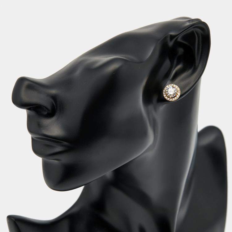 Pre Owned 2.3 cts Round Lab Grown Diamonds 18k Yellow Gold Earrings