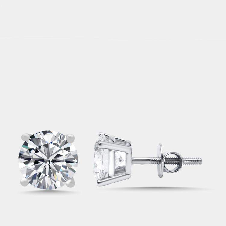 Pre Owned 4 cts Round Lab Grown Diamonds 18k White Gold Earrings