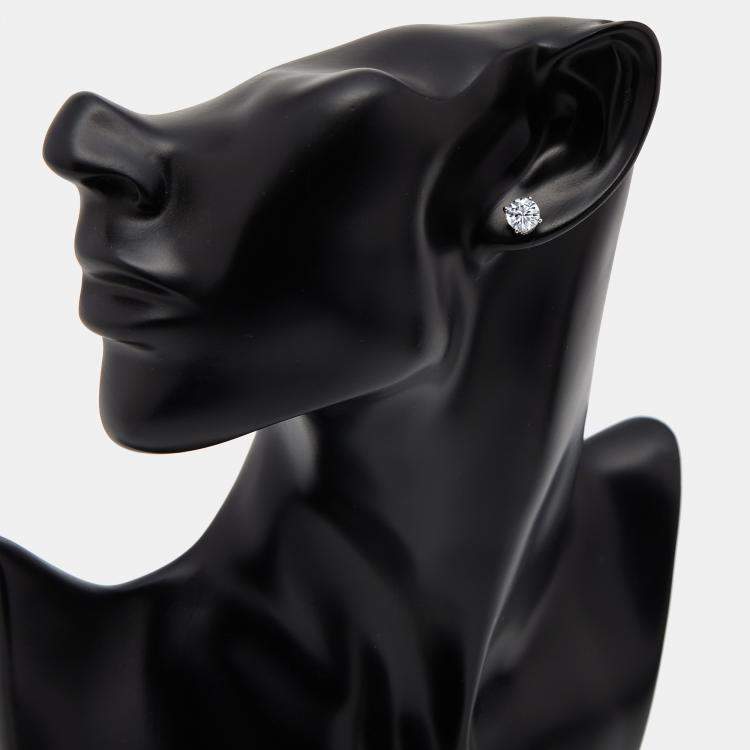 مملوكة مسبقًا 3 cts Round Lab Grown Diamonds 18k White Gold Earrings