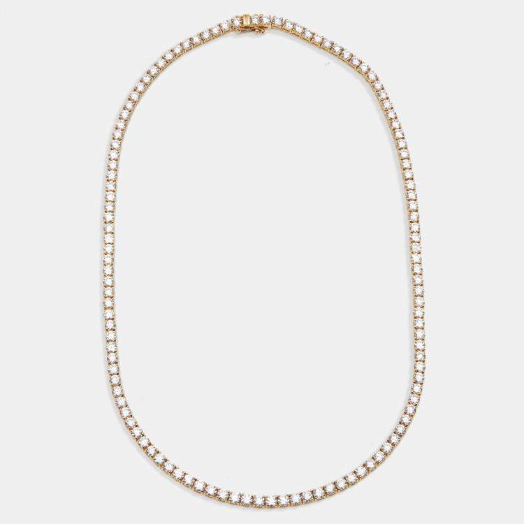 Pre Owned 19.4 cts Round Lab Grown Diamonds 18k Yellow Gold Necklace