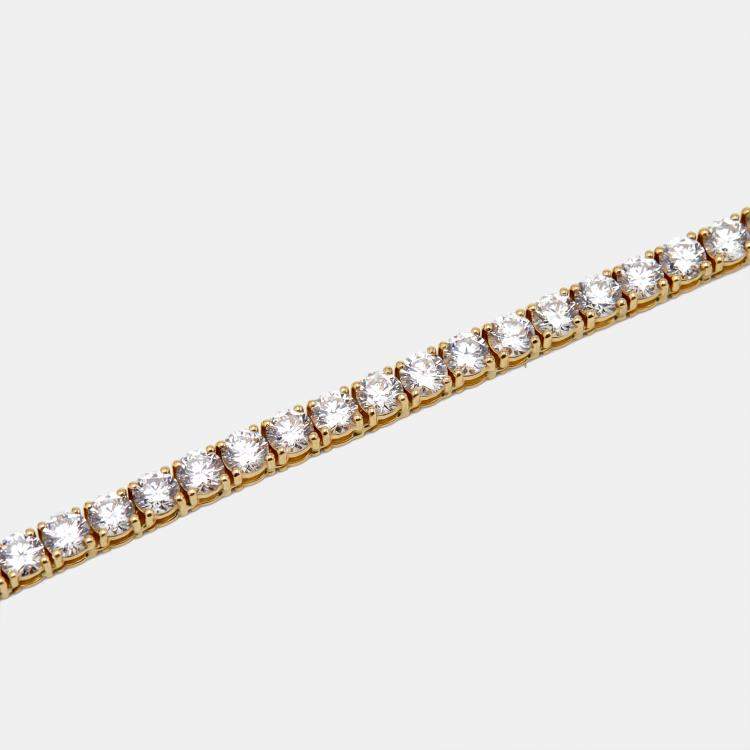 Pre Owned 19.4 cts Round Lab Grown Diamonds 18k Yellow Gold Necklace