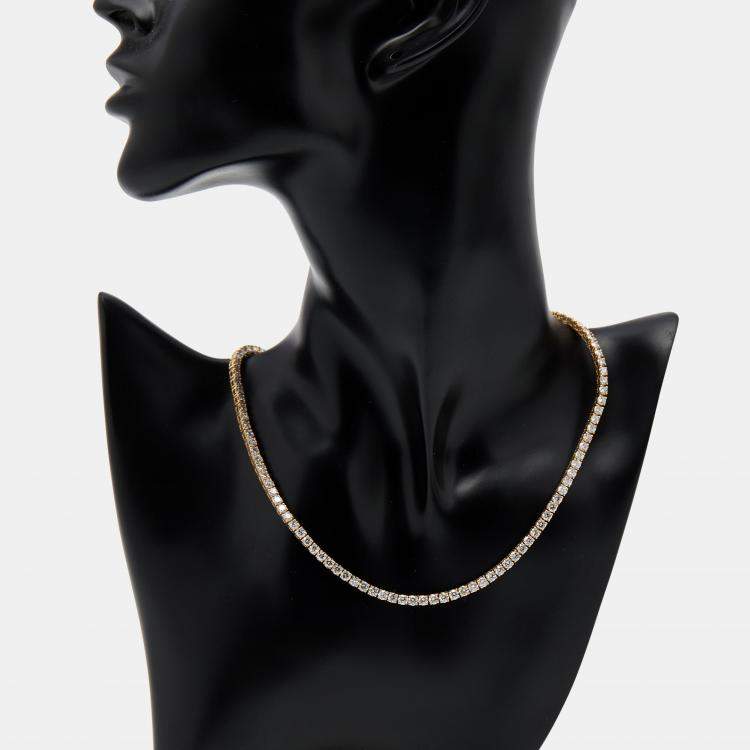 Pre Owned 11.9 cts Round Lab Grown Diamonds 18k Yellow Gold Necklace