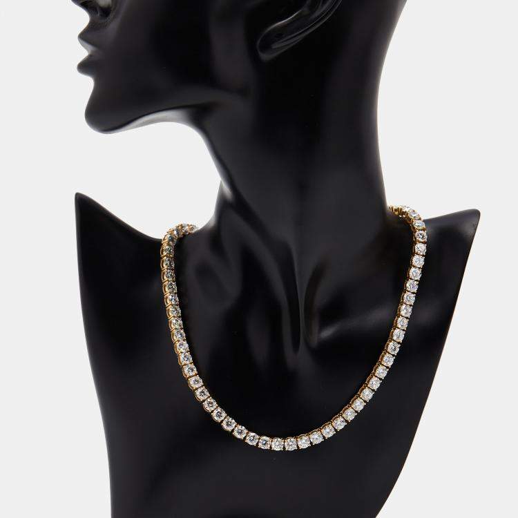 Pre Owned 41.4 cts Round Lab Grown Diamonds 18k Yellow Gold Necklace