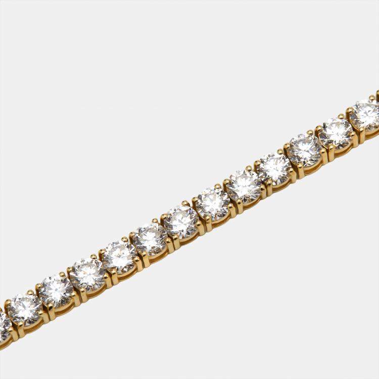 Pre Owned 26 cts Round Lab Grown Diamonds 18k Yellow Gold Necklace