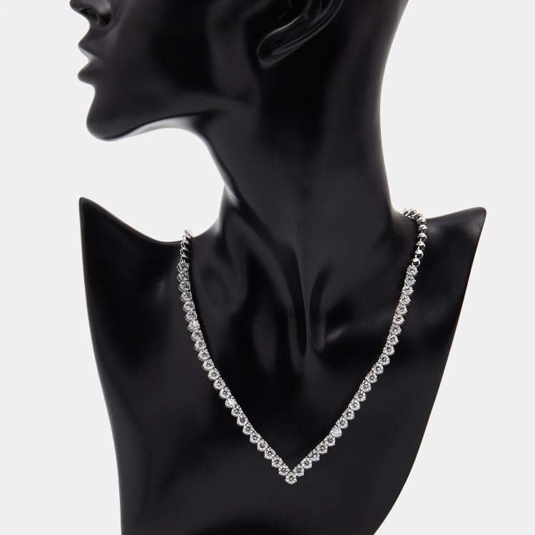 Pre Owned 14.2 cts Round Lab Grown Diamonds 18k White Gold Necklace