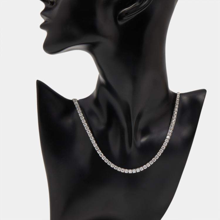 Pre Owned 17.8 cts Round Lab Grown Diamonds 18k White Gold Necklace