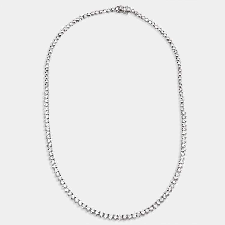 Pre Owned 7.5 cts Round Lab Grown Diamonds 18k White Gold Necklace