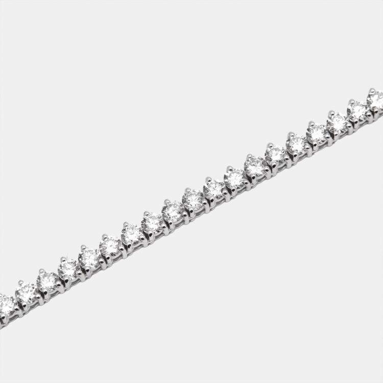 Pre Owned 7.5 cts Round Lab Grown Diamonds 18k White Gold Necklace