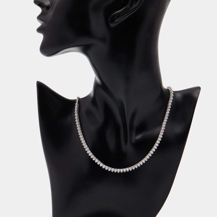 Pre Owned 7.5 cts Round Lab Grown Diamonds 18k White Gold Necklace