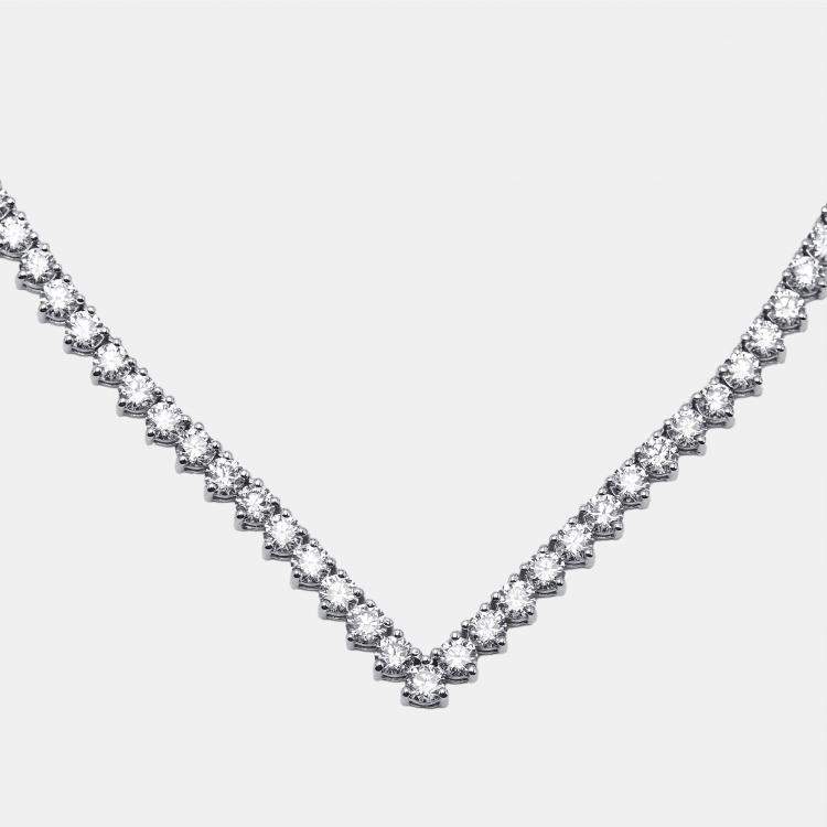 Pre Owned 7.3 cts Round Lab Grown Diamonds 18k White Gold Necklace