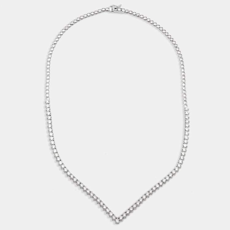 Pre Owned 7.3 cts Round Lab Grown Diamonds 18k White Gold Necklace