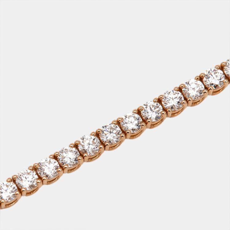 Pre Owned 3.50 cts Round Brilliant Cut Lab Grown Diamonds 18k Rose Gold Tennis Bracelet