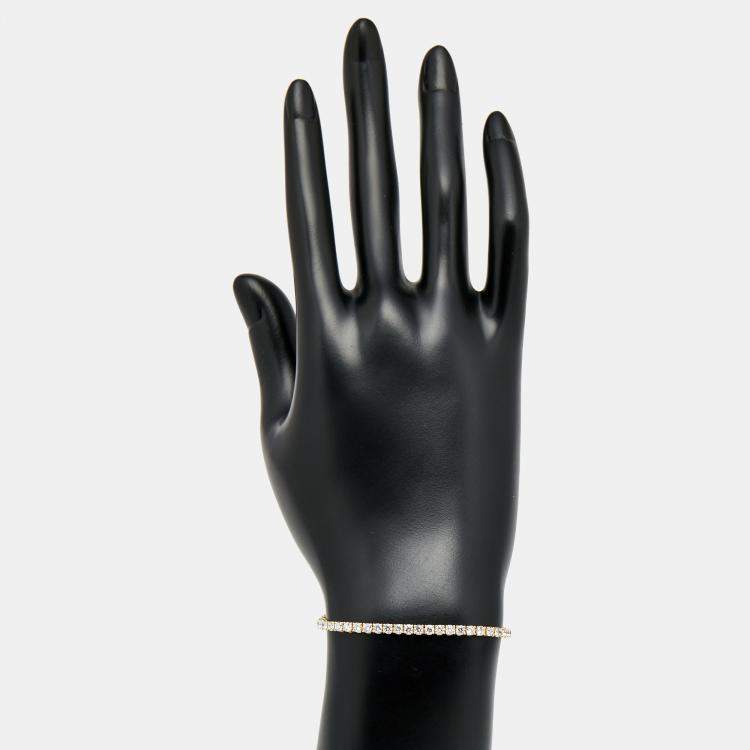 Pre Owned 3.50 cts Round Brilliant Cut Lab Grown Diamonds 18k Yellow Gold Tennis Bracelet